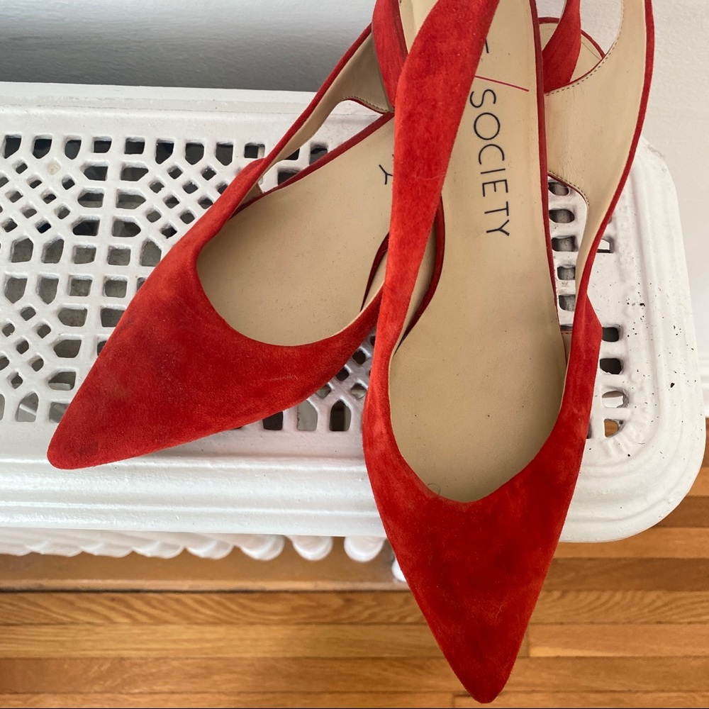 Red Suede Slingback Sandals